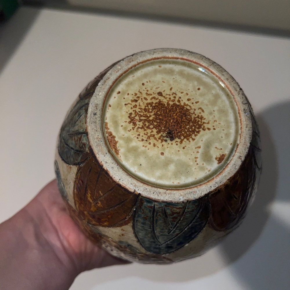 Vintage ОМС Otagiri Japan Stoneware Vase Bird Themed - Picture 7 of 13